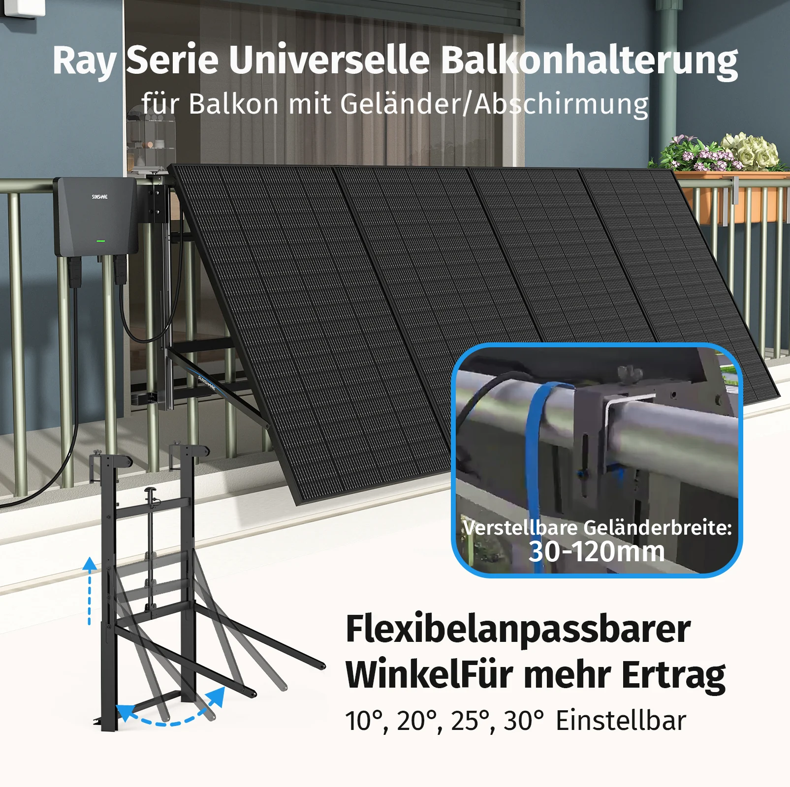 Sunshare Ray Balkonhalterung für Solarmodule - Handlauf – Bild 4